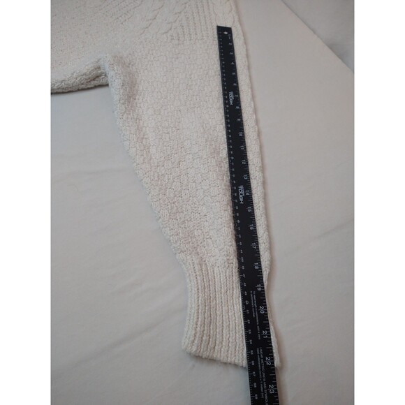 American Eagle Chunky Cable Knit Crop Sweater XL Cotton Blend Ivory Fisherman - Picture 5 of 10